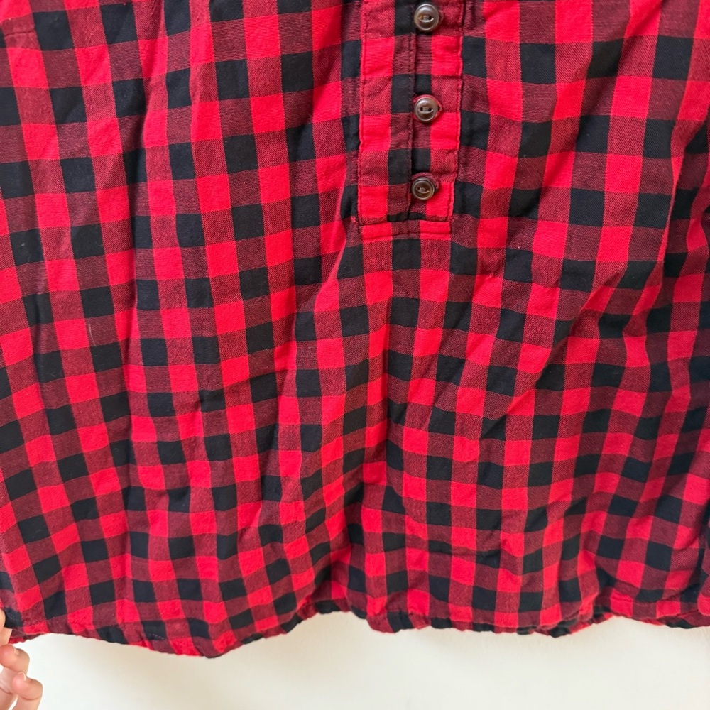 L.L. Bean Plaid Half Button-Up Shirt - Picture 3 of 8